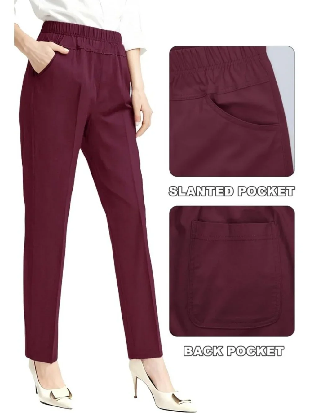 Comfy Summer Stretch Pull-On Pants for Women - Elastic Waist, Casual Chic Style